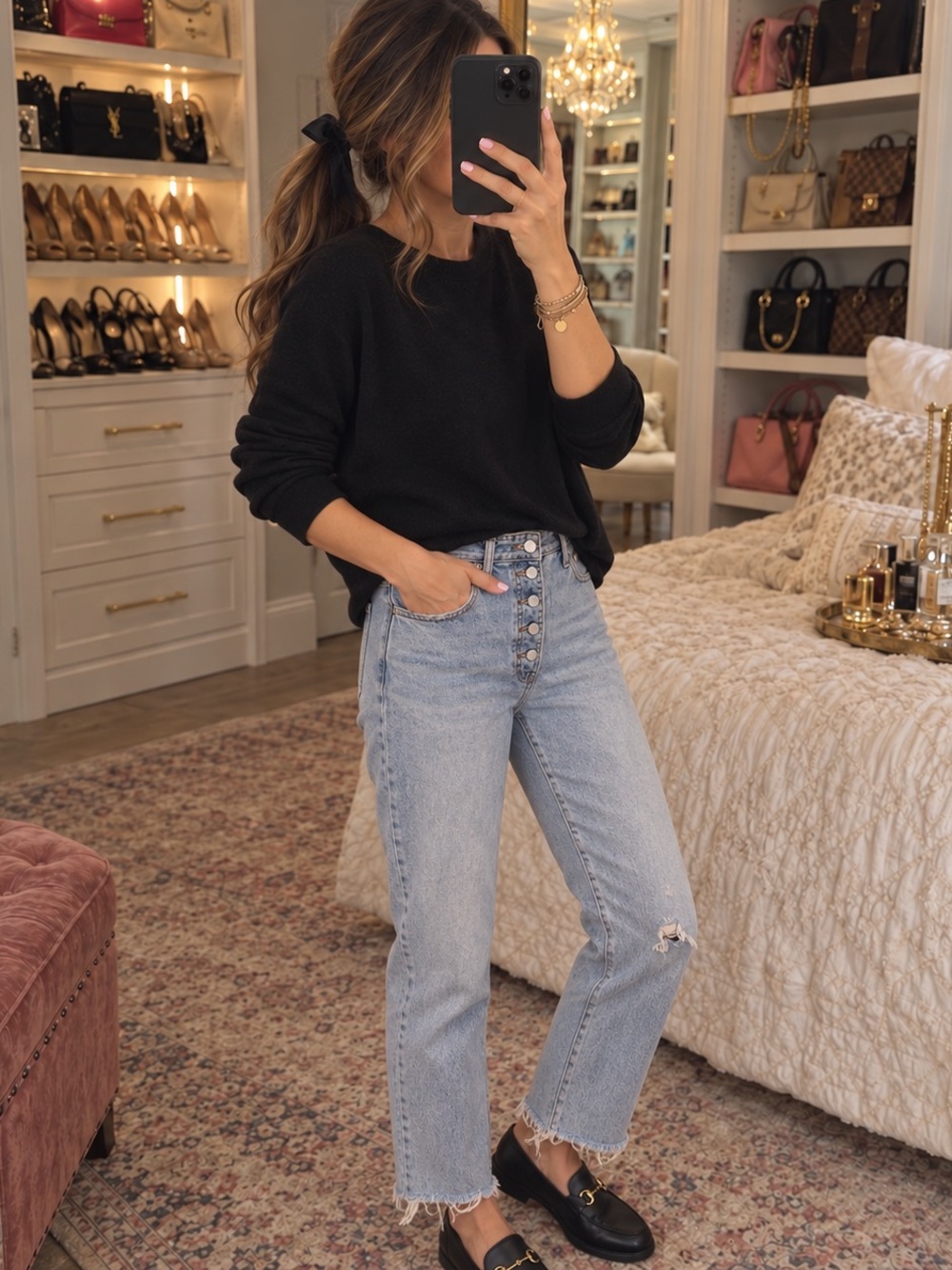 Vintage Bongo High-Rise Button-Fly Light Wash Straight Leg Jeans